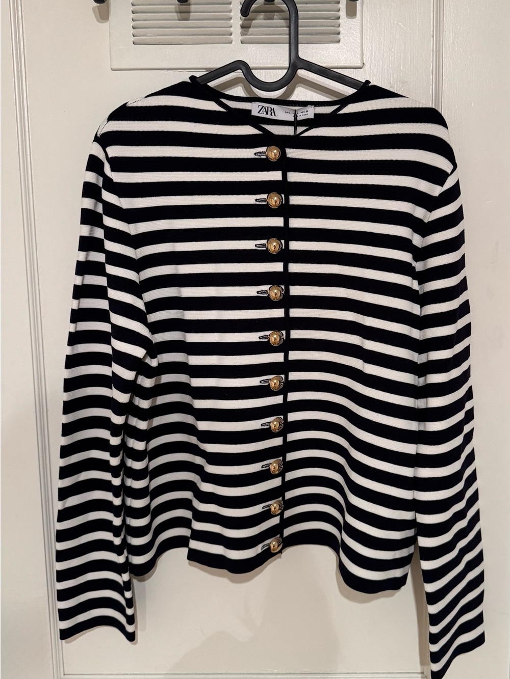 BNWT Zara Gold Button Striped Knit Cardigan